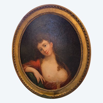 Huile sur Toile portrait intime d’une femme, XVIIIème