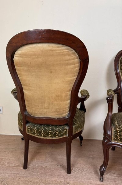 Pair Of Louis XV Style Mahogany Armchairs XIXth Century