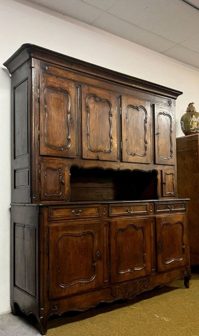 Important Buffet A 2 Corps époque Louis XV En Chêne Massif