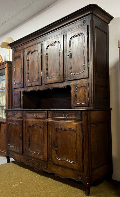 Important Buffet A 2 Corps époque Louis XV En Chêne Massif