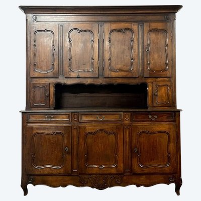 Important Buffet A 2 Corps époque Louis XV En Chêne Massif
