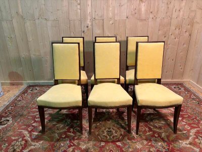 6 chaises en acajou  dans le goût Arbus 