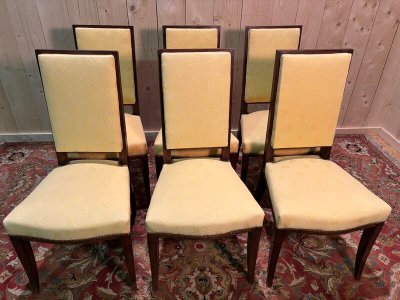 6 chaises en acajou  dans le goût Arbus 
