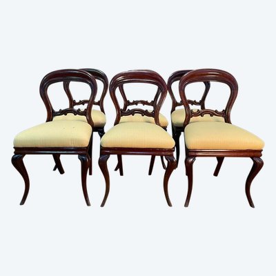 Suite de 6 chaises Louis XV en acajou 