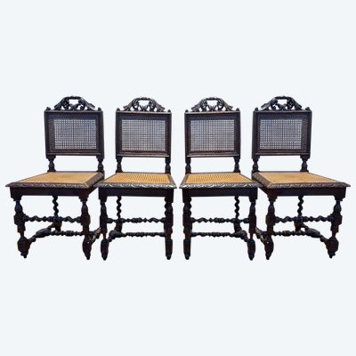 Series of 4 Renaissance chairs in Cannage.