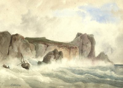 Jean-Baptiste ROMEGAS (1800-1867) Paysage marin , bateau Dessin original ancien