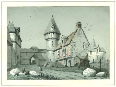 Auguste François ROUMEGOUS (XIX) Paysage animé - Dessin original ancien