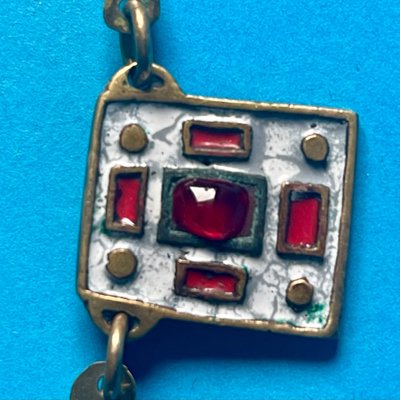 DOMINIQUE PIÉCHAUD (1922-2011). COLLIER EN BRONZE ET ÉMAIL : années 50-60
