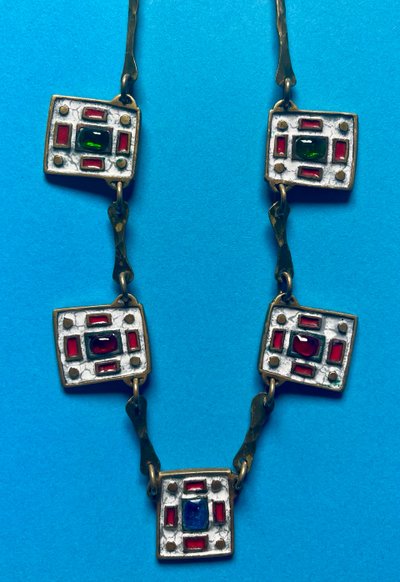 DOMINIQUE PIÉCHAUD (1922-2011). COLLIER EN BRONZE ET ÉMAIL : années 50-60