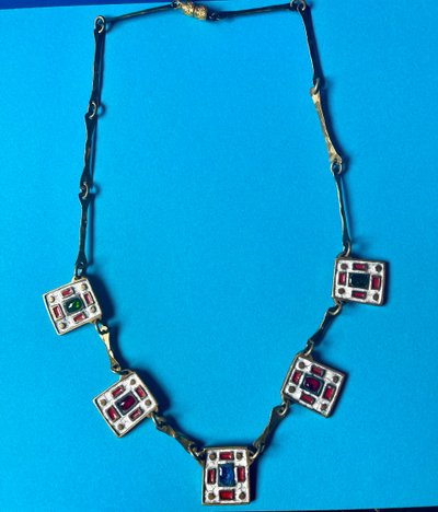 DOMINIQUE PIÉCHAUD (1922-2011). COLLIER EN BRONZE ET ÉMAIL : années 50-60