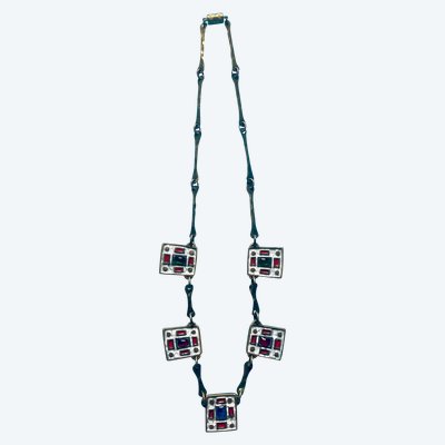 DOMINIQUE PIÉCHAUD (1922-2011). COLLIER EN BRONZE ET ÉMAIL : années 50-60