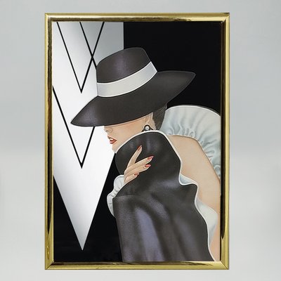 1980s Pair Of Framed Prints "Glam Girl" by Ferraro. 