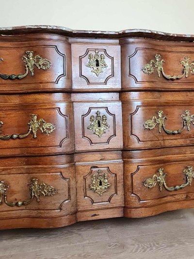 Cassettiera d'epoca Luigi XIV in noce massiccio