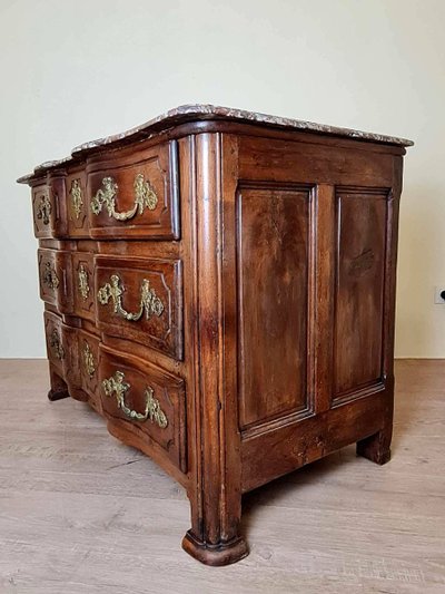 Cassettiera d'epoca Luigi XIV in noce massiccio