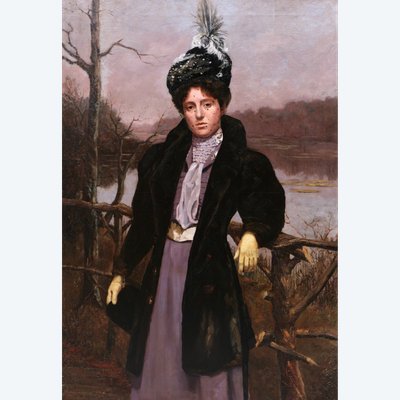 Henri DEREINE, Porträt von Marguerite Steurs, der Ehefrau des Künstlers (GROSSBUCHSTABEN)