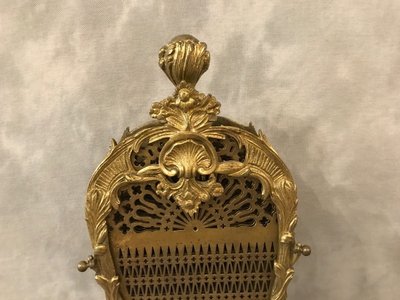 Pare feu de cheminée ancien en bronze et laiton d'époque 19 ème 