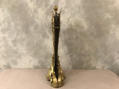 Pare feu de cheminée ancien en bronze et laiton d'époque 19 ème 