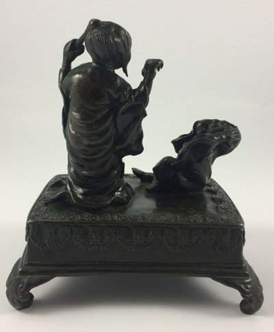 Bronze Japon patine chocolatée sorcière jeteuse de sorts XIXe