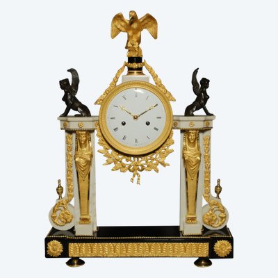 Louis XVI period portico clock with Egyptian figures