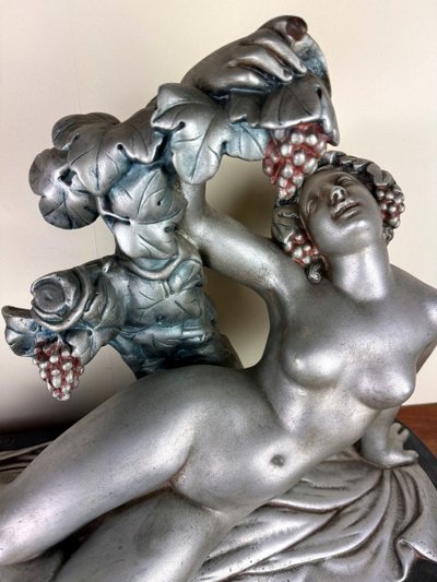 Clodion La Bacchante : Large Polychrome Plaster Sculpture Art Deco period