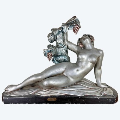 Clodion La Bacchante : Large Polychrome Plaster Sculpture Art Deco period
