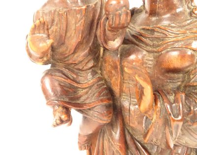 Statua intagliata della Vergine e del Bambino Gesù Legno di bosso 40 cm Fine XVIII secolo