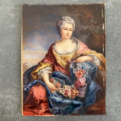 Handgemalte Miniaturen Frauen aus dem 18. Jahrhundert, signiert nach Van Loo