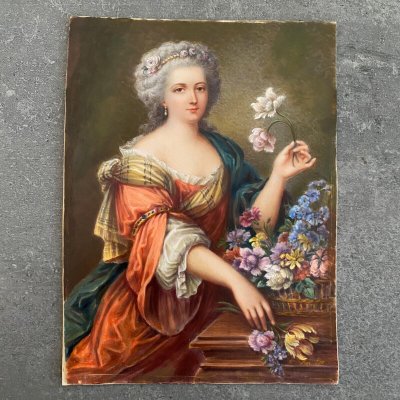 Handgemalte Miniaturen Frauen aus dem 18. Jahrhundert, signiert nach Van Loo