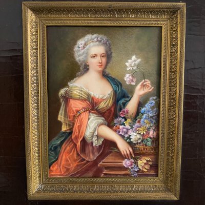 Handgemalte Miniaturen Frauen aus dem 18. Jahrhundert, signiert nach Van Loo