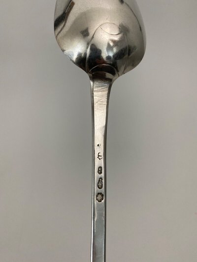 18th century silver stew spoon Fermiers généraux hallmarks