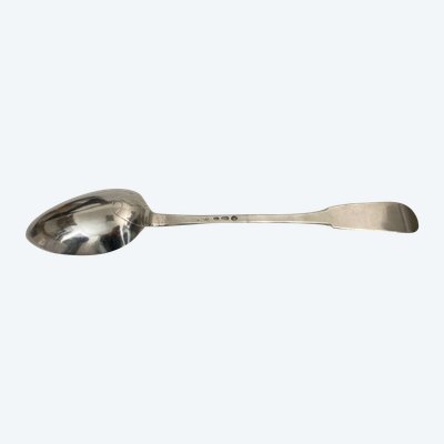 18th century silver stew spoon Fermiers généraux hallmarks
