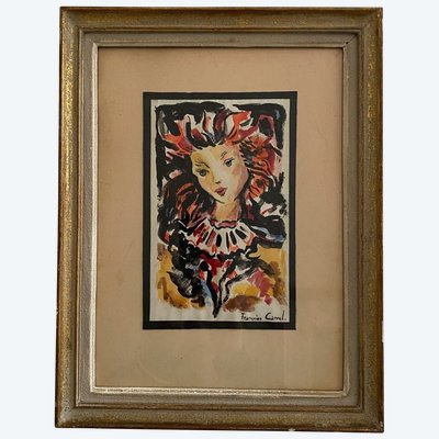 Aquarell auf Papier Porträt einer jungen Frau von Françoise Carrel