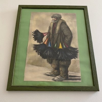 Acquerello su carta di Georges Tournon piccolo artigianato di strada