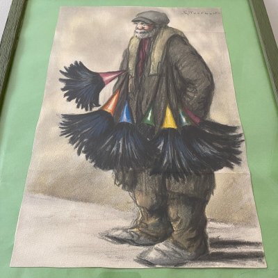 Acquerello su carta di Georges Tournon piccolo artigianato di strada