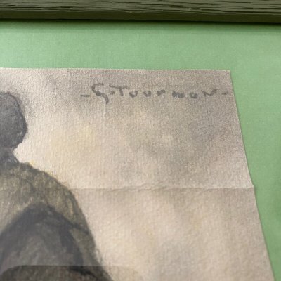 Acquerello su carta di Georges Tournon piccolo artigianato di strada