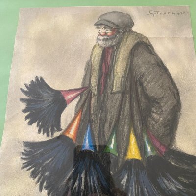 Acquerello su carta di Georges Tournon piccolo artigianato di strada