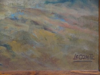 20th century French school. The count. Provencal landscape. Oil on panel signed.