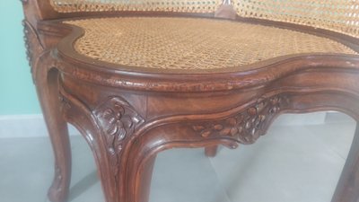 Beautiful Louis XV style caned office armchair