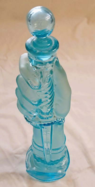 Blue bottle or flask Legras hand with dagger 19th century