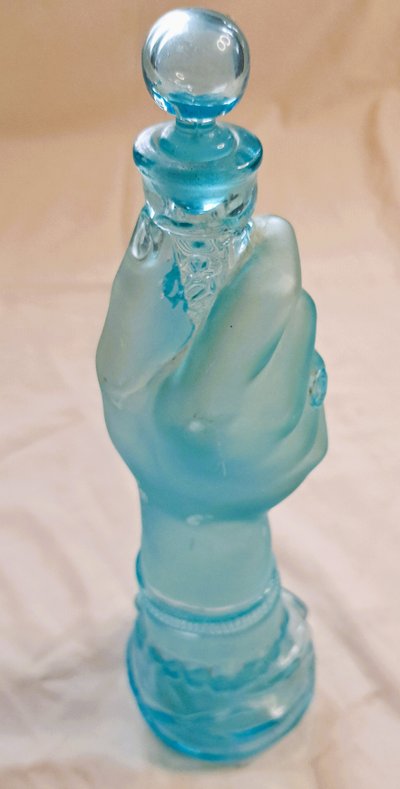 Blue bottle or flask Legras hand with dagger 19th century