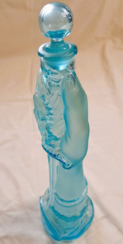 Blue bottle or flask Legras hand with dagger 19th century