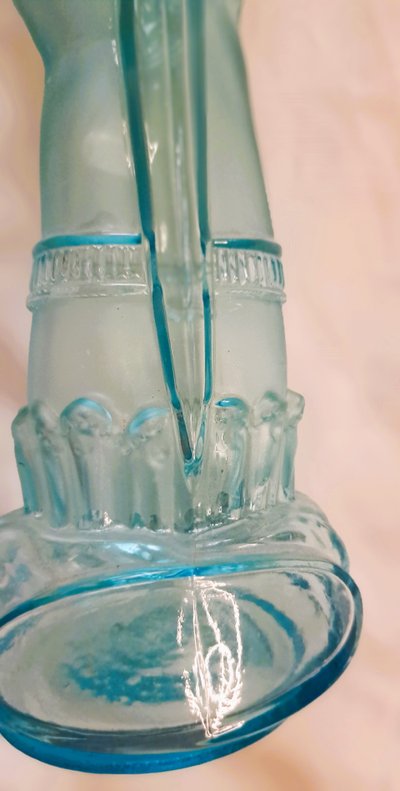 Blue bottle or flask Legras hand with dagger 19th century