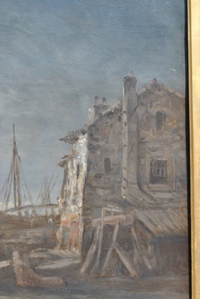 J Suchet, Paysage De Bord De Mer De Nuit, Marseille, Öl auf Leinwand XIX.