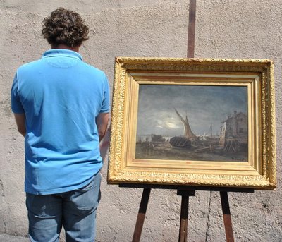 J Suchet, Paysage De Bord De Mer De Nuit, Marseille, Öl auf Leinwand XIX.