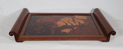 Solid Mahogany And Inlaid Art Deco Tray