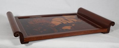 Solid Mahogany And Inlaid Art Deco Tray