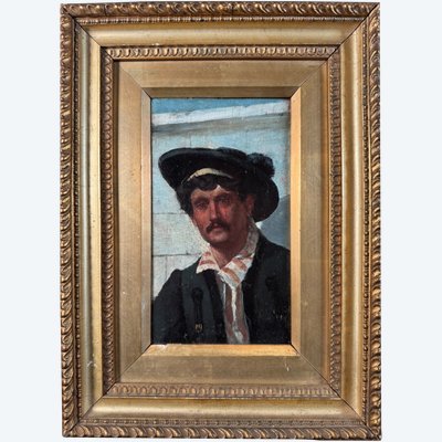 Attributed to Franck Holl (1845-1888) - Portrait of a Man with a Hat