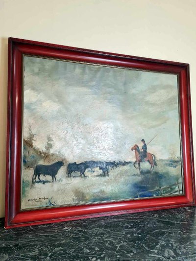 Olio su tela di grandi dimensioni "la Camargue