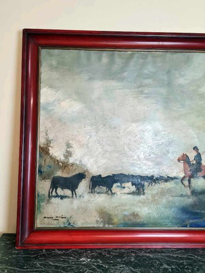 Olio su tela di grandi dimensioni "la Camargue