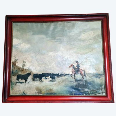 Olio su tela di grandi dimensioni "la Camargue